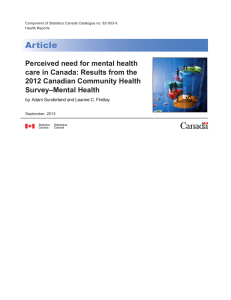 Perceived need for mental health care in Canada