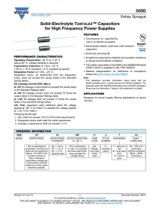 550D Solid-Electrolyte TANTALEX™ Capacitors for High Frequency