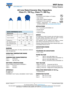 WKP Series AC Line Rated Ceramic Disc Capacitors Class X1, 760