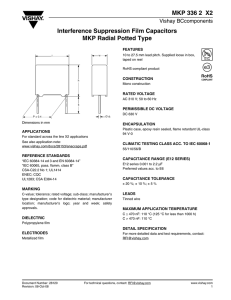 Interference Suppression Film Capacitors MKP Radial Potted Type