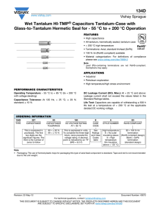 134D Wet Tantalum HI-TMP® Capacitors Tantalum