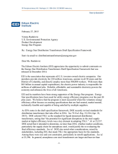 Comments on EPA`s Distribution Transformers Specification Draft