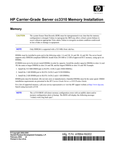 HP Carrier-Grade Server cc3310 Memory Installation