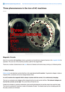 Three phenomenons in the iron of AC machines