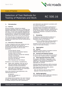Code of Practice RC 500.16 - Selection of Test Methods