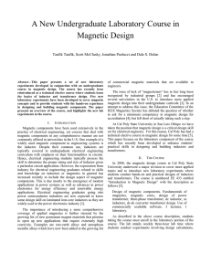 A New Undergraduate Laboratory Course in Magnetic Design