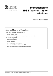 Introduction to SPSS (version 18) for Windows