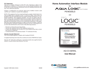 Home Automation Interface Module for Aqua Logic® PS Models and