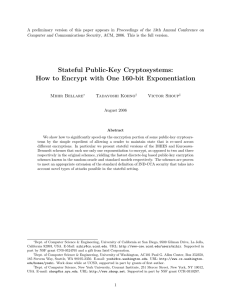 Stateful Public-Key Cryptosystems: How to Encrypt with One 160