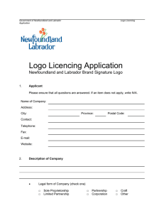 Logo Licencing Application - Government of Newfoundland and