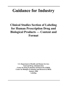 Clinical Studies Section of Labeling for Human Prescription
