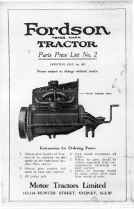 1923 Fordson Tractor Parts List Part 2(Australia)