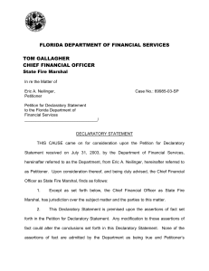 Declaratory Statement - Florida Department of Financial Services