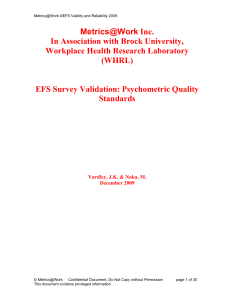 M@W EFS Validation Study 2009