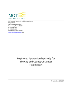 Registered Apprenticeship Study for The City and County Of Denver