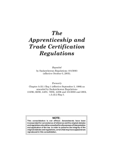 The Apprenticeship and Trade Certification Regulations