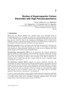 Studies of Supercapacitor Carbon Electrodes with High