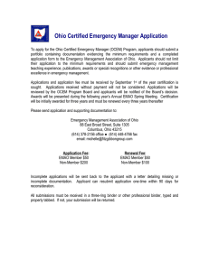 OCEM Application - Emergency Management Association of Ohio