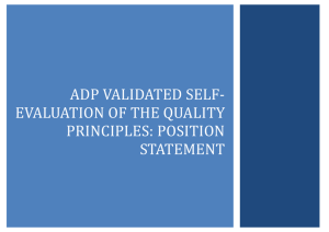 adp validated self- evaluation of the quality principles: position