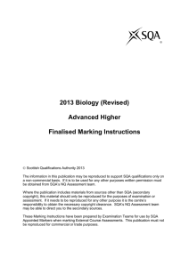 2013 Biology (Revised) Advanced Higher Finalised Marking