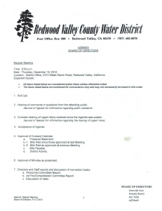December 18, 2014 - Redwood Valley County Water District