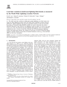 Local time variation in land/ocean lightning flash density as