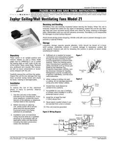 Zephyr Ceiling/Wall Ventilating Fans Model Z1