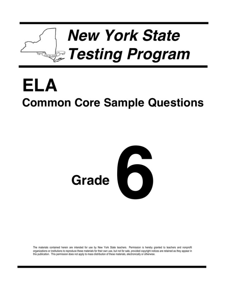 Nyc State Test Released Questions Ela