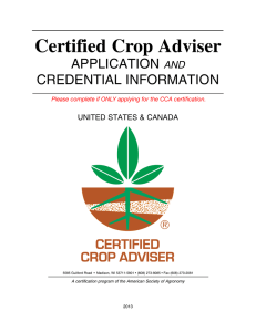 Certified Crop Adviser - American Society of Agronomy