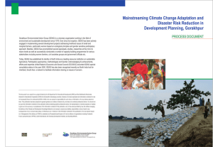 Mainstreaming Climate Change Adaptation and Disaster Risk