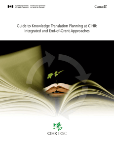 Guide to Knowledge Translation Planning at CIHR