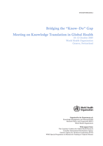 Bridging the “Know–Do” Gap Meeting on Knowledge Translation in