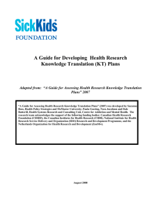A Guide for Developing Health Research Knowledge Translation