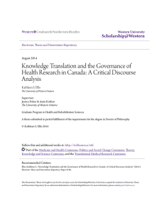 Knowledge Translation and the Governance of Health Research in