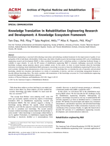 Knowledge Translation in Rehabilitation Engineering Research and