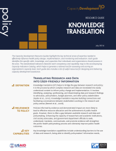 knowledge translation - Health Policy Project