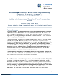 Practicing Knowledge Translation: Implementing Evidence