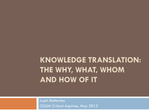 Knowledge Translation - The Centre for the Study of Gender, Social