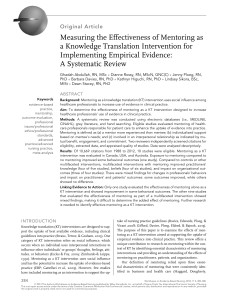 Measuring the Effectiveness of Mentoring as a Knowledge