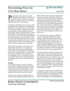 Determining Prices for CSA Share Boxes