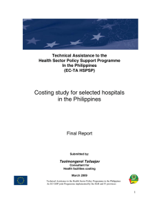 Costing study for selected hospitals in the Philippines