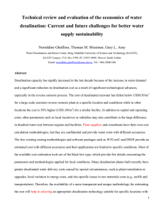 Estimation of desalinated seawater cost and energy consumption for