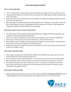 Iowa Wind Energy Fact Sheet - Iowa Wind Energy Association