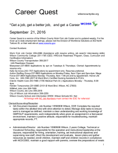 Career Quest - Wilson County, NC