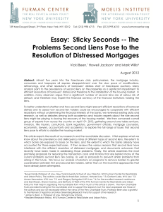 Essay Sticky Seconds -- The Problems Second Liens Pose to the