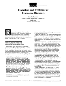 Evaluation and Treatment of Resonance Disorders