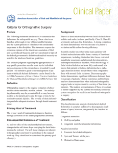 Criteria for Orthognathic Surgery