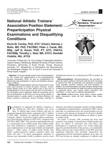 National Athletic Trainers` Association Position Statement