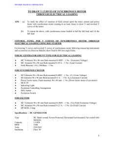 to draw v curves of synchronous motor through electrical loading