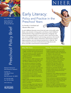 Prescho o l Policy B rief - National Institute for Early Education